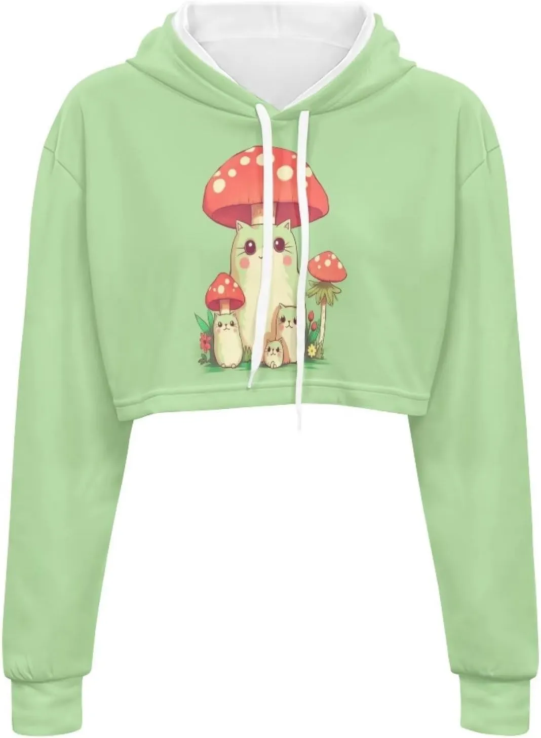 Round Neck Long Sleeve Sweatshirt Crop Tops for Women Girls