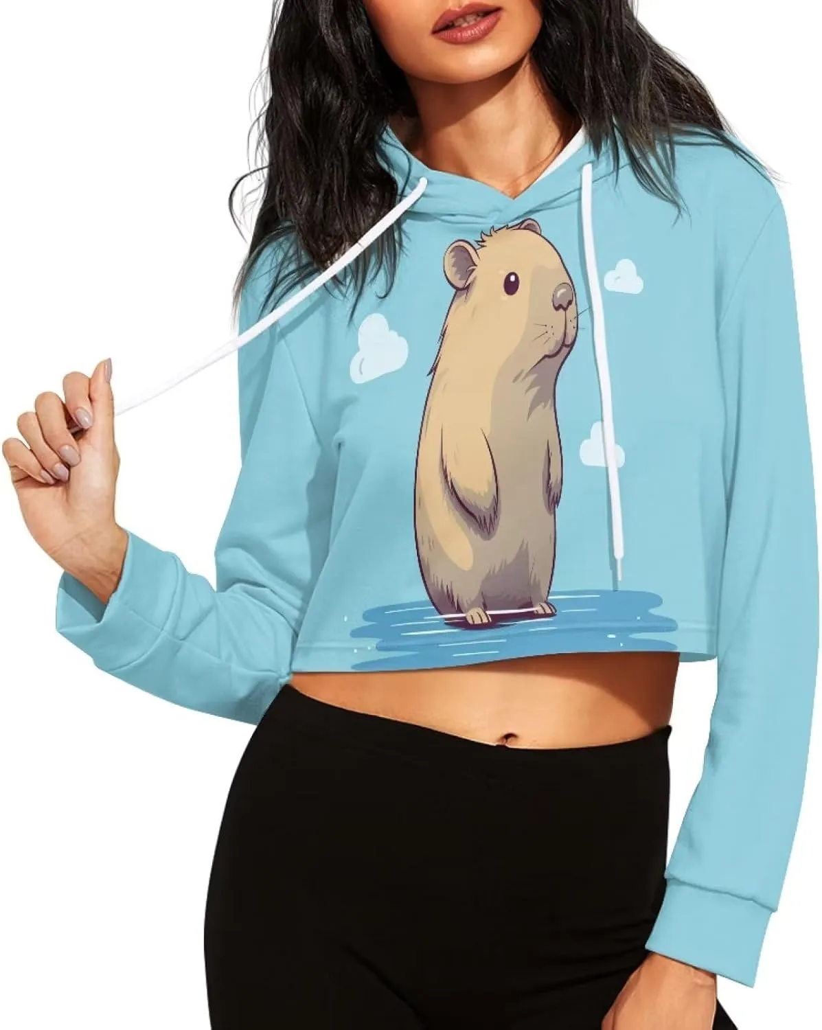 Round Neck Long Sleeve Sweatshirt Crop Tops for Women Girls