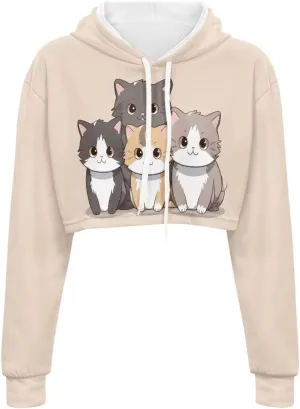 Round Neck Long Sleeve Sweatshirt Crop Tops for Women Girls