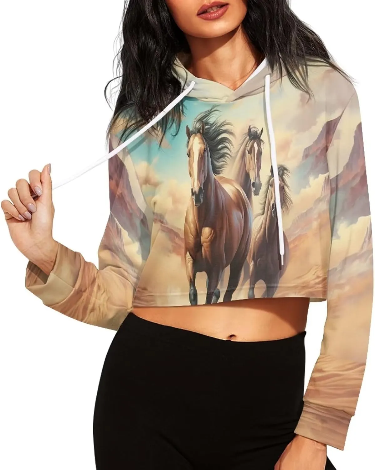 Round Neck Long Sleeve Sweatshirt Crop Tops for Women Girls
