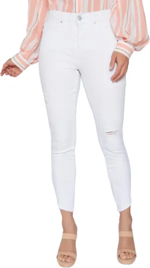 Royalty For Me Womens Women's Curvy Fit High Rise Frayed Slanted Ankle Sustainable Jean