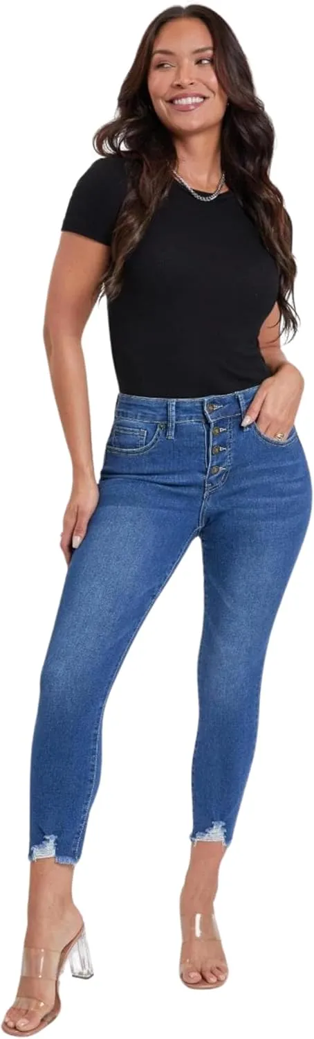 Royalty For Me Womens Women's Petite 4 Button Skinny Ankle Sustainable Jean
