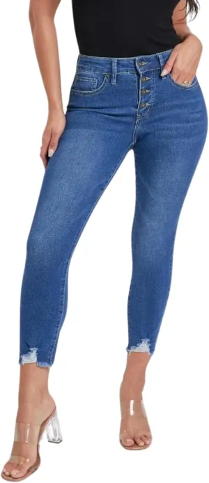 Royalty For Me Womens Women's Petite 4 Button Skinny Ankle Sustainable Jean