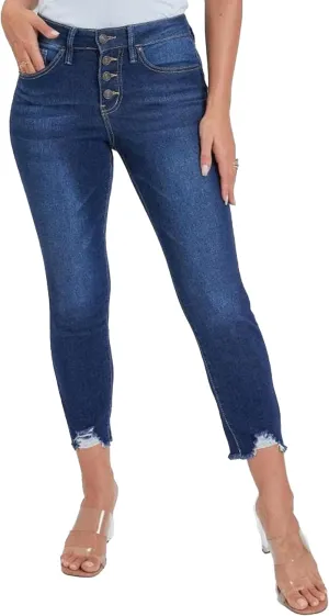 Royalty For Me Womens Women's Petite 4 Button Skinny Ankle Sustainable Jean