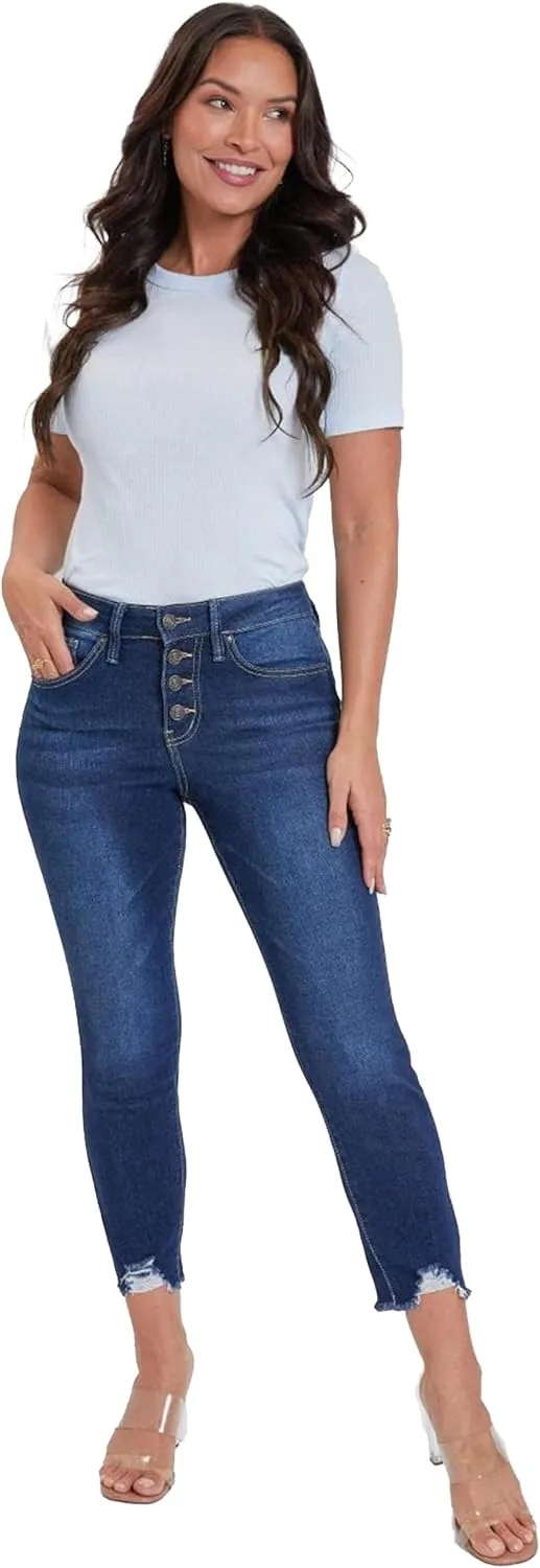 Royalty For Me Womens Women's Petite 4 Button Skinny Ankle Sustainable Jean