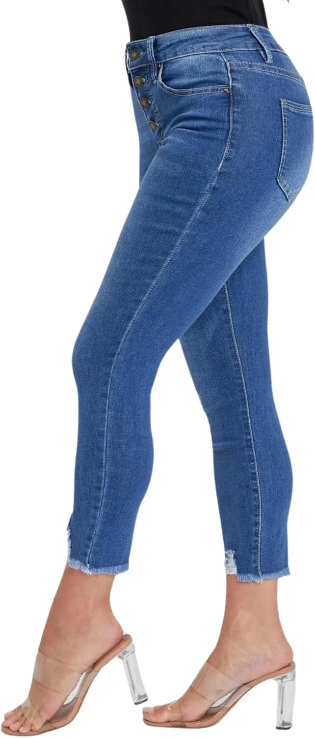 Royalty For Me Womens Women's Petite 4 Button Skinny Ankle Sustainable Jean