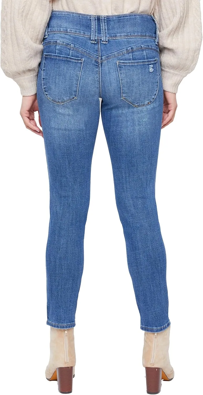 Royalty For Me Womens Women's Petite Sustainable Wannabettabutt Mid Rise Jeans
