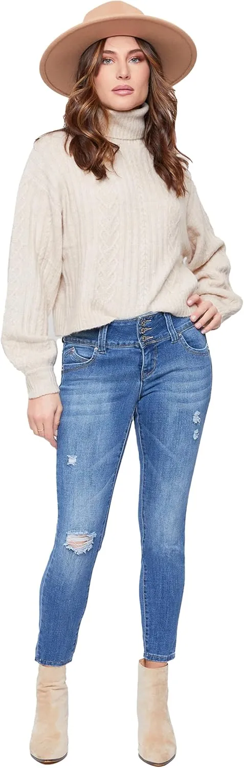 Royalty For Me Womens Women's Petite Sustainable Wannabettabutt Mid Rise Jeans