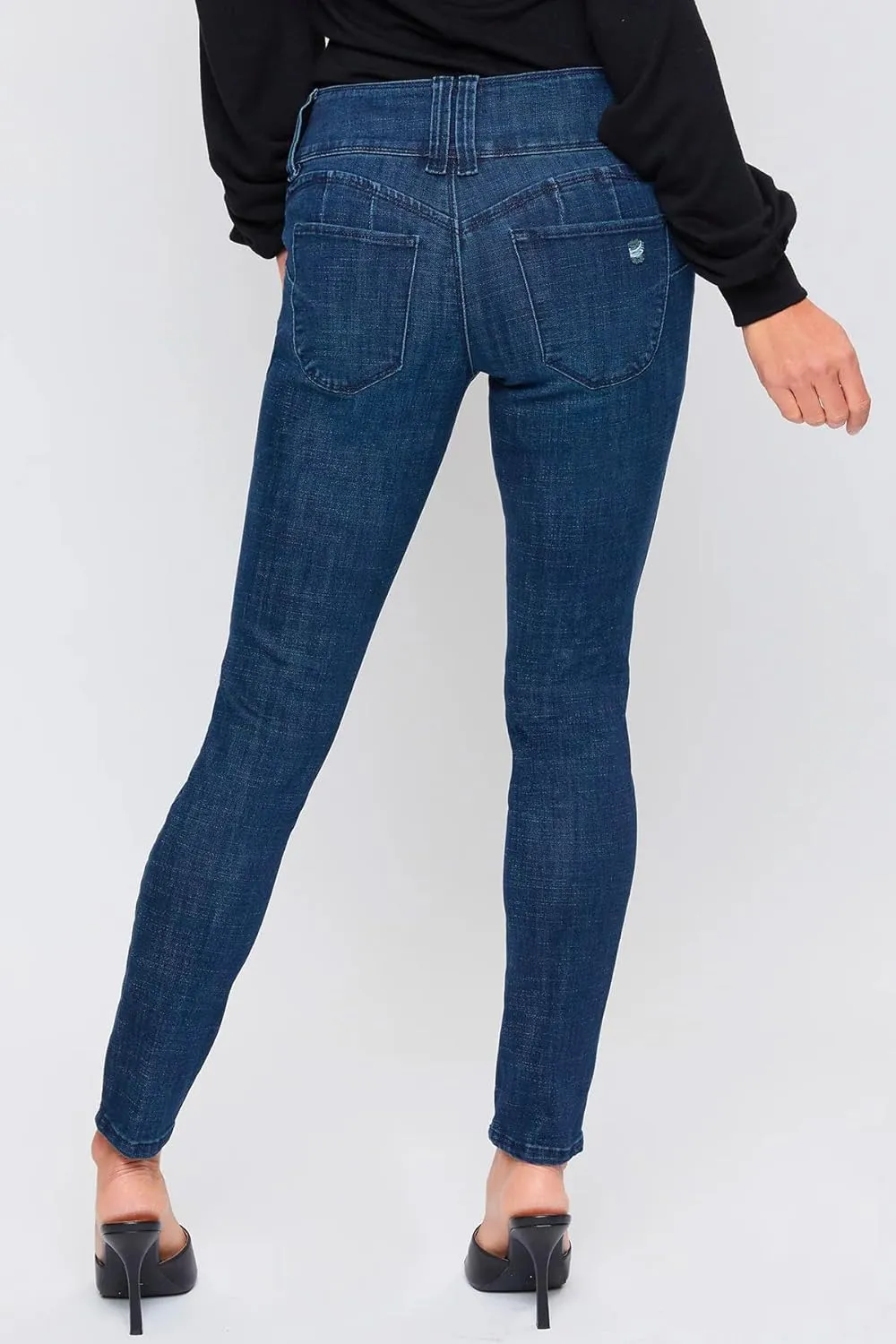 Royalty For Me Womens Women's Wannabettabutt Mid-Rise 3-Button Lycra Sustainable Jean