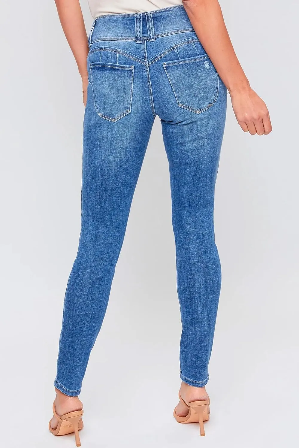 Royalty For Me Womens Women's Wannabettabutt Mid-Rise 3-Button Lycra Sustainable Jean