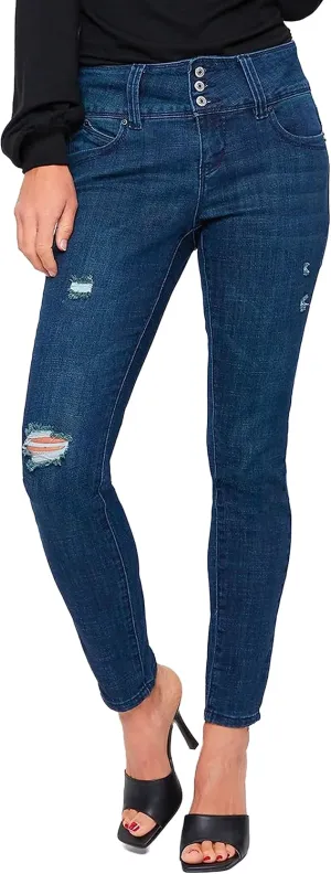 Royalty For Me Womens Women's Wannabettabutt Mid-Rise 3-Button Lycra Sustainable Jean
