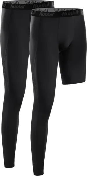 Runhit Men's Basketball One Leg Compression Tights Full Length Single Leg Compression Pants Sports Base Layer Underwear