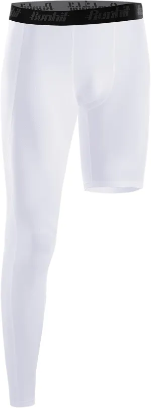 Runhit Men's Basketball One Leg Compression Tights Full Length Single Leg Compression Pants Sports Base Layer Underwear