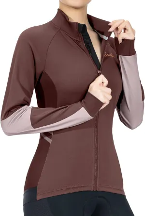 Santic Women's Cycling Jacket Thermal Windproof Windbreaker Reflective Lightweight with Pockets for Biking Running