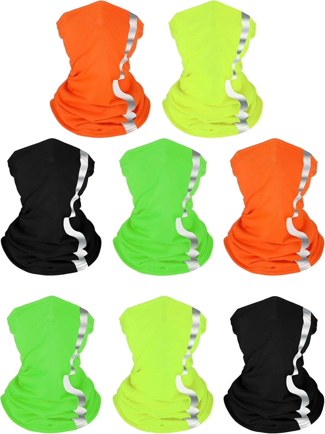 SATINIOR 8 Pcs Reflective Neck Gaiter Neon Safety Bandana Face Cover UV Sun Dust Wind Protection Mask Scarf for Men Women