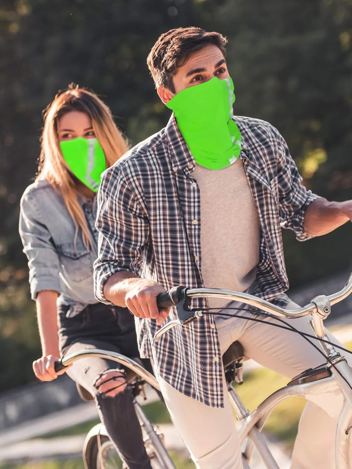 SATINIOR 8 Pcs Reflective Neck Gaiter Neon Safety Bandana Face Cover UV Sun Dust Wind Protection Mask Scarf for Men Women
