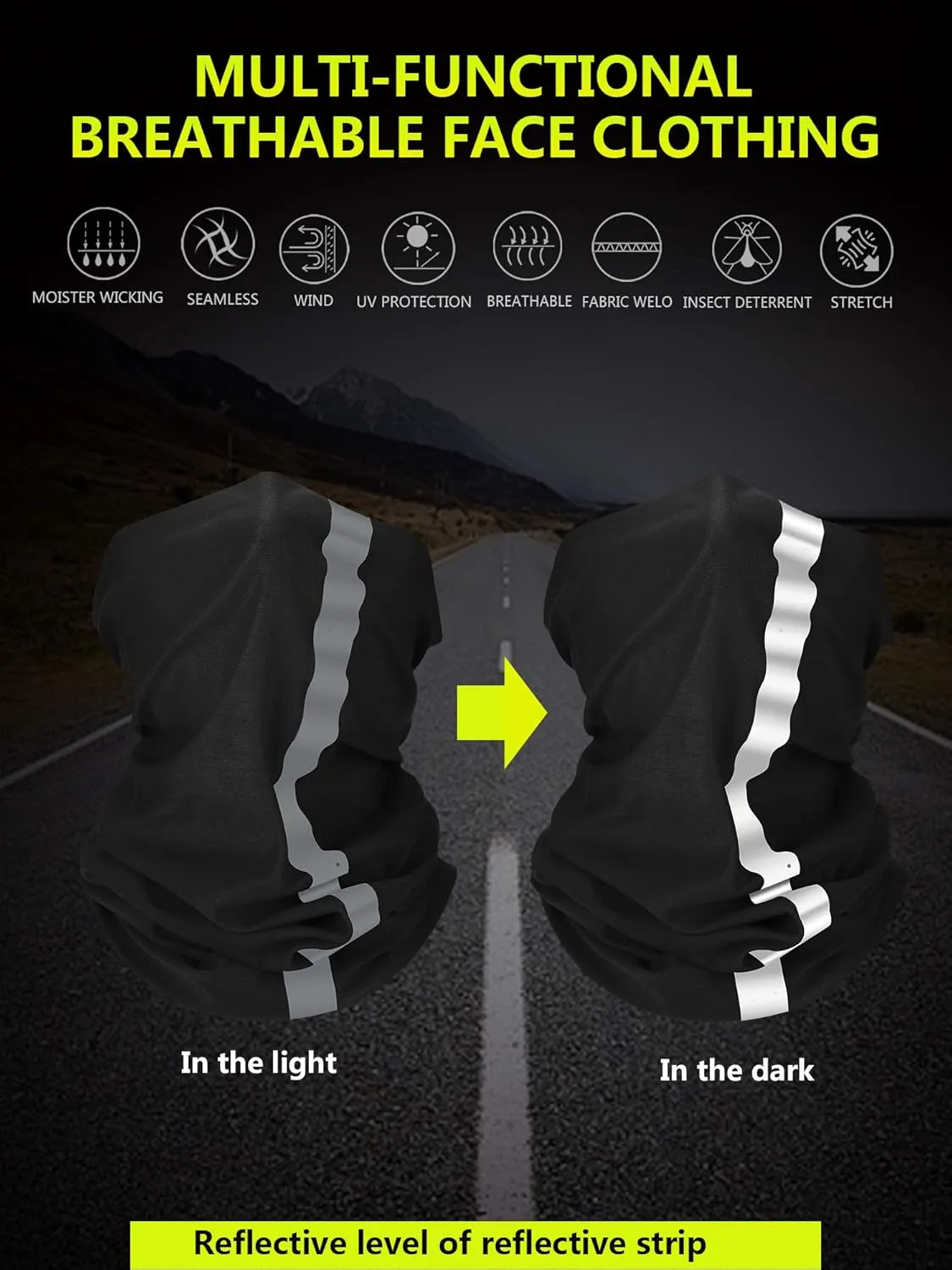 SATINIOR 8 Pcs Reflective Neck Gaiter Neon Safety Bandana Face Cover UV Sun Dust Wind Protection Mask Scarf for Men Women
