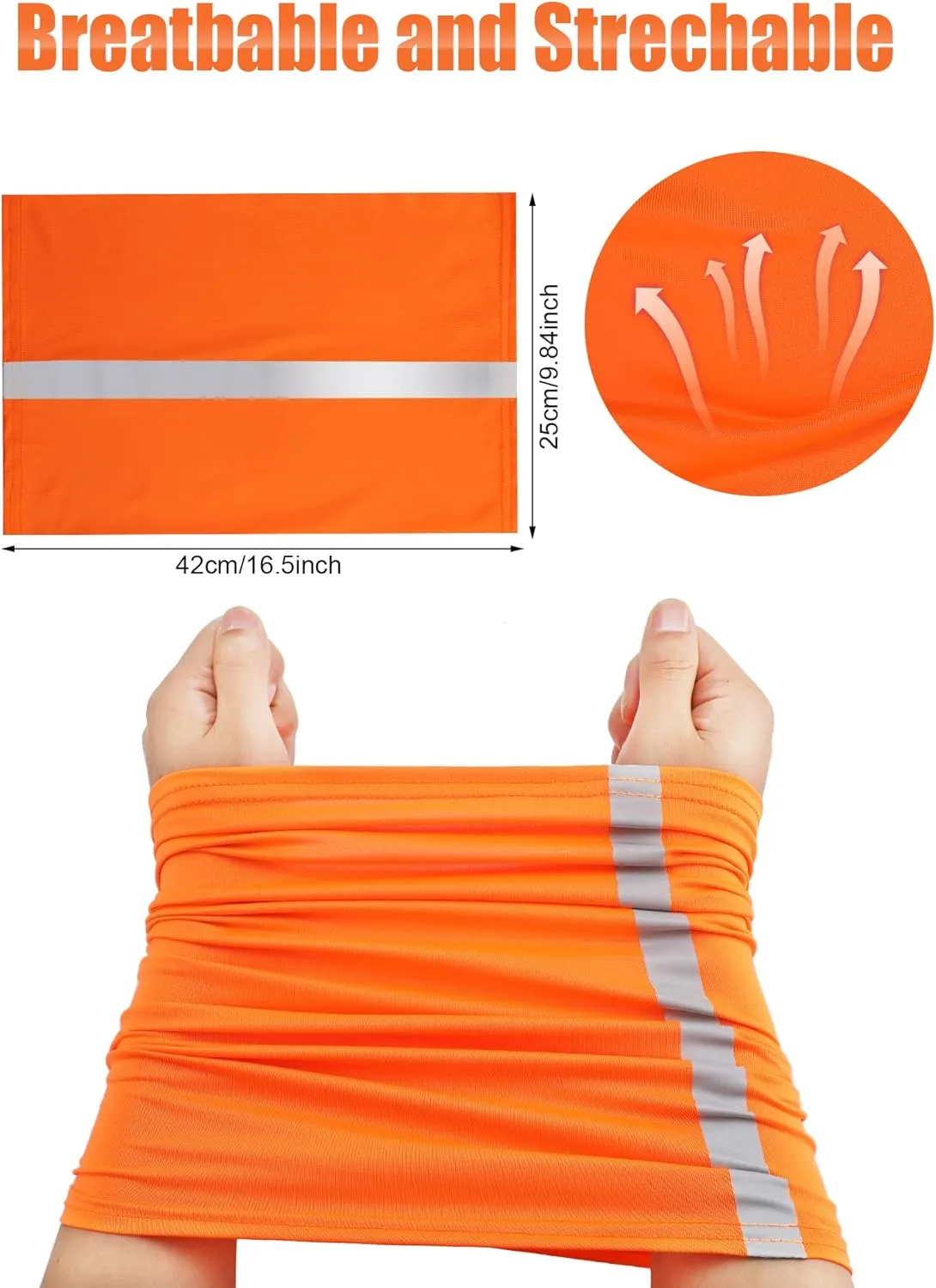 SATINIOR 8 Pcs Reflective Neck Gaiter Neon Safety Bandana Face Cover UV Sun Dust Wind Protection Mask Scarf for Men Women