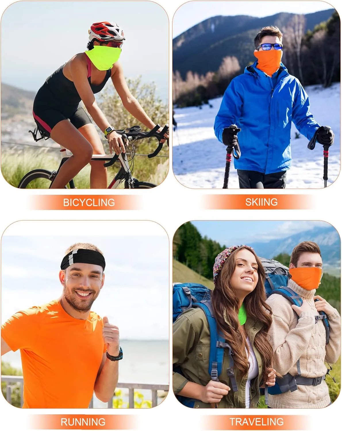 SATINIOR 8 Pcs Reflective Neck Gaiter Neon Safety Bandana Face Cover UV Sun Dust Wind Protection Mask Scarf for Men Women