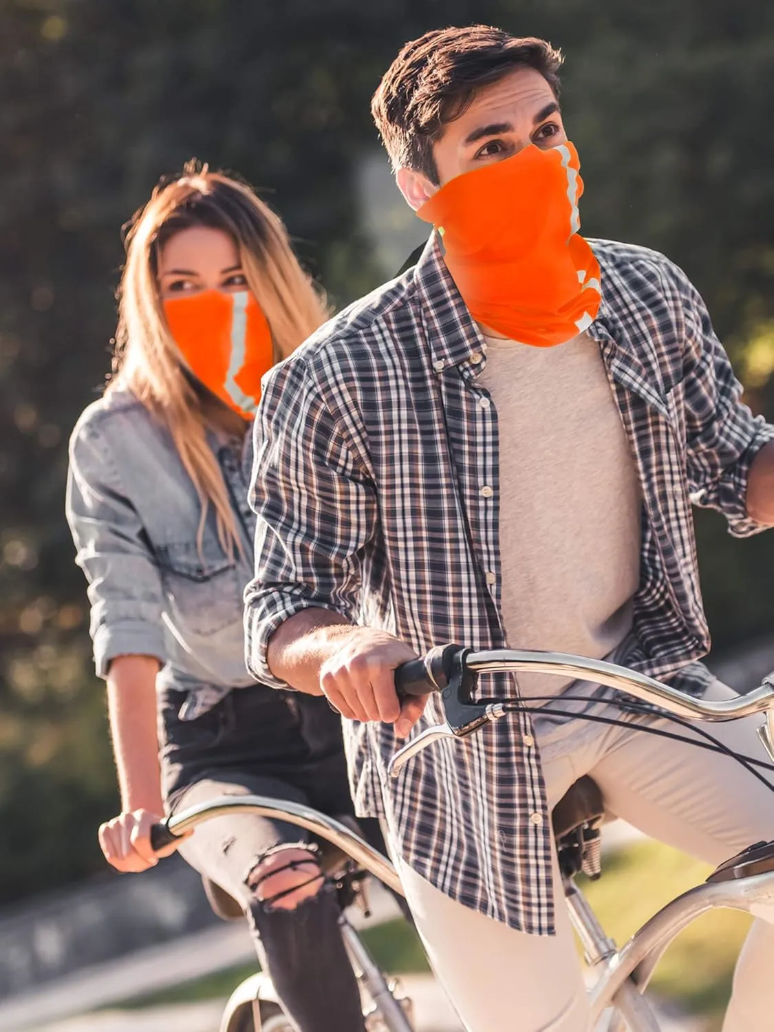 SATINIOR 8 Pcs Reflective Neck Gaiter Neon Safety Bandana Face Cover UV Sun Dust Wind Protection Mask Scarf for Men Women