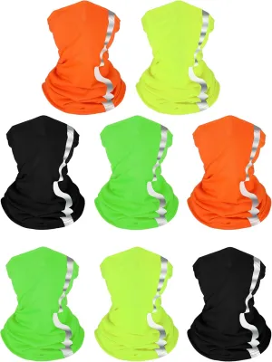 SATINIOR 8 Pcs Reflective Neck Gaiter Neon Safety Bandana Face Cover UV Sun Dust Wind Protection Mask Scarf for Men Women