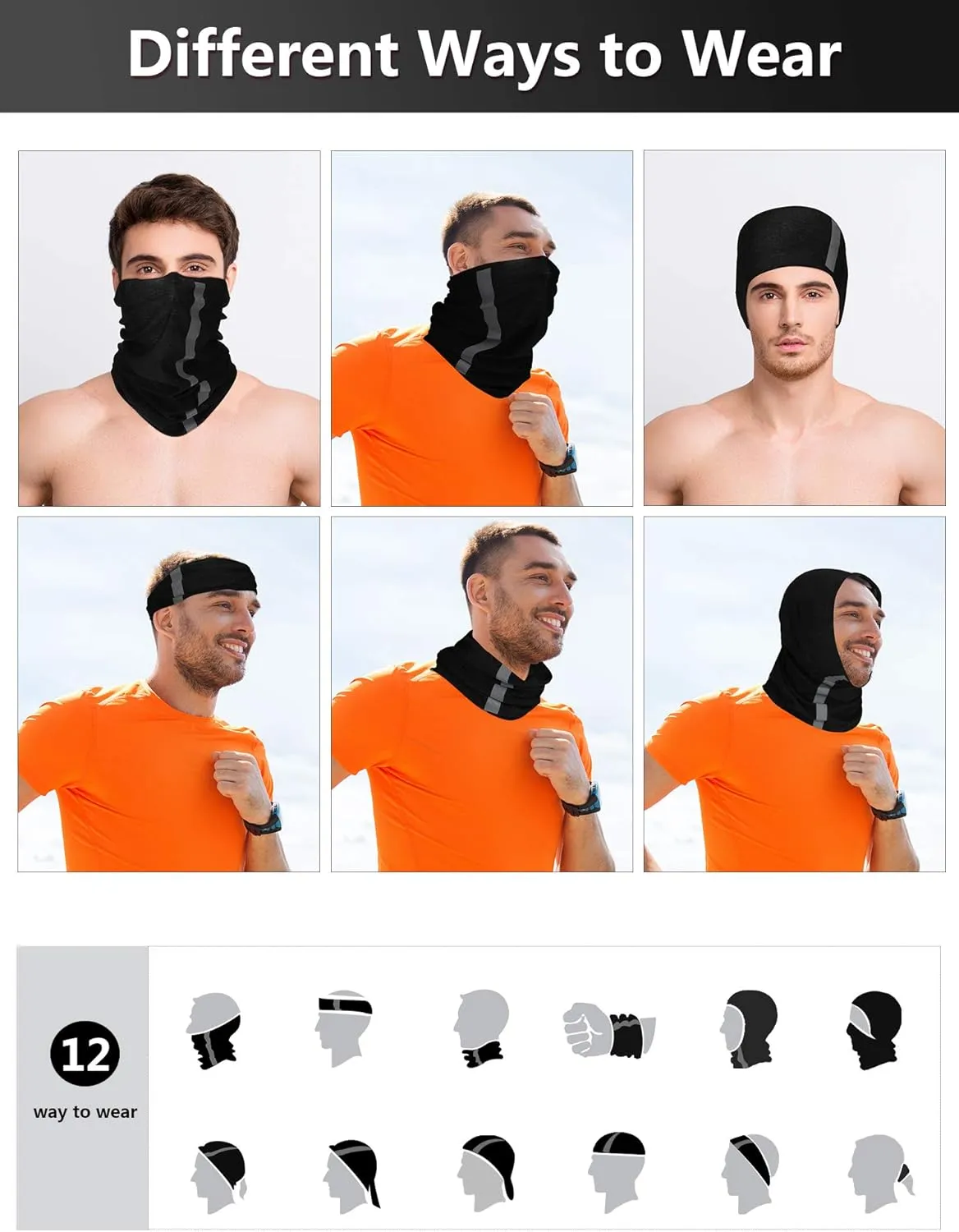 SATINIOR 8 Pcs Reflective Neck Gaiter Neon Safety Bandana Face Cover UV Sun Dust Wind Protection Mask Scarf for Men Women