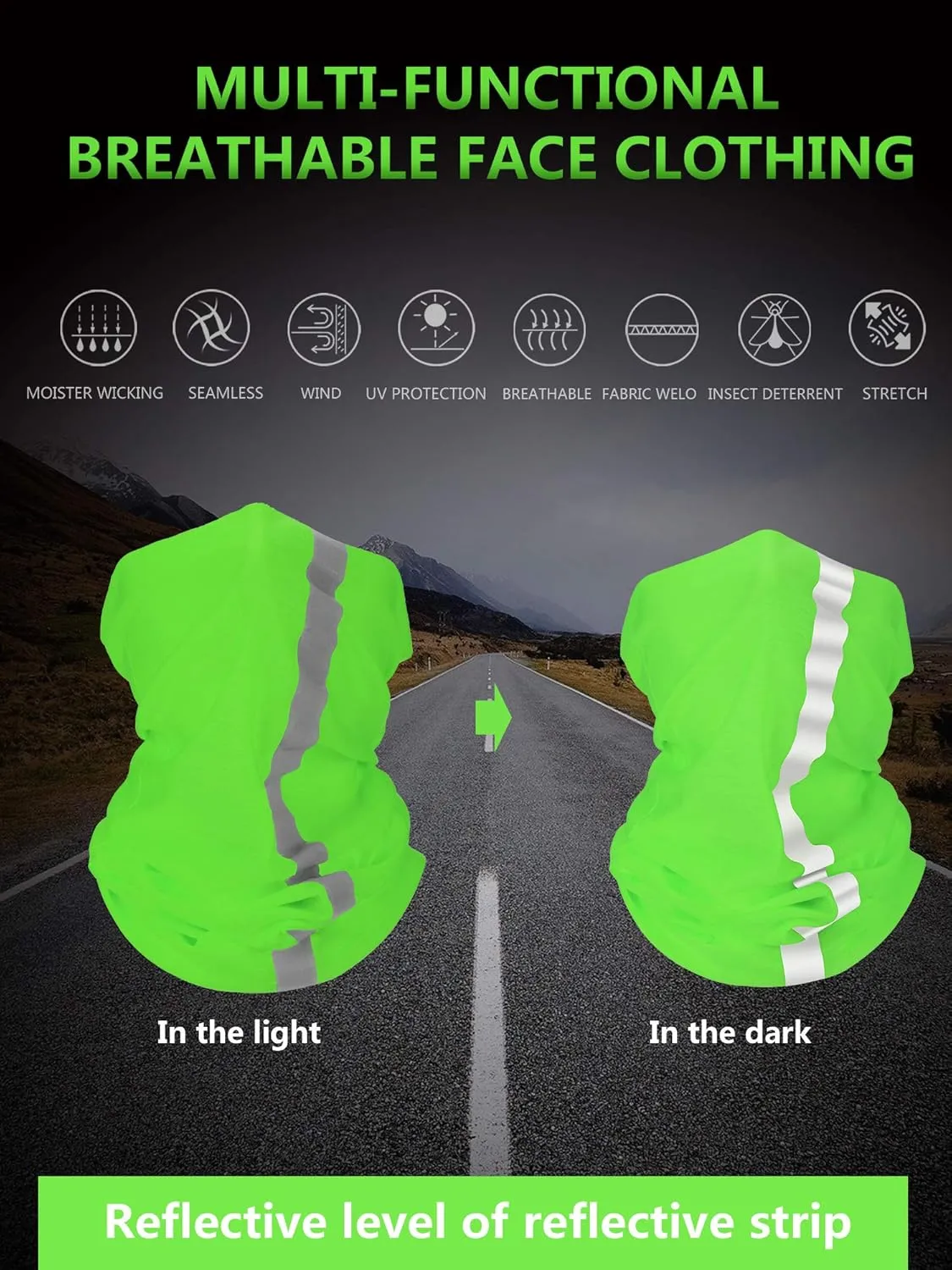 SATINIOR 8 Pcs Reflective Neck Gaiter Neon Safety Bandana Face Cover UV Sun Dust Wind Protection Mask Scarf for Men Women