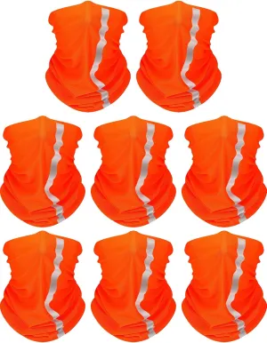 SATINIOR 8 Pcs Reflective Neck Gaiter Neon Safety Bandana Face Cover UV Sun Dust Wind Protection Mask Scarf for Men Women