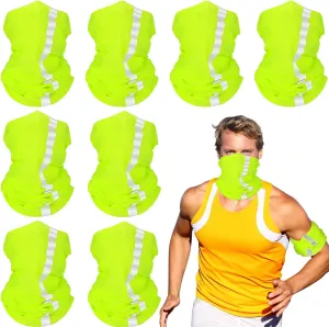 SATINIOR 8 Pcs Reflective Neck Gaiter Neon Safety Bandana Face Cover UV Sun Dust Wind Protection Mask Scarf for Men Women