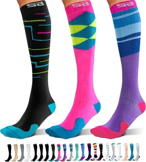 SB SOX 3-Pair Compression Socks for Women & Men (15-20mmHg) – Womens Compression Socks All Day Wear!
