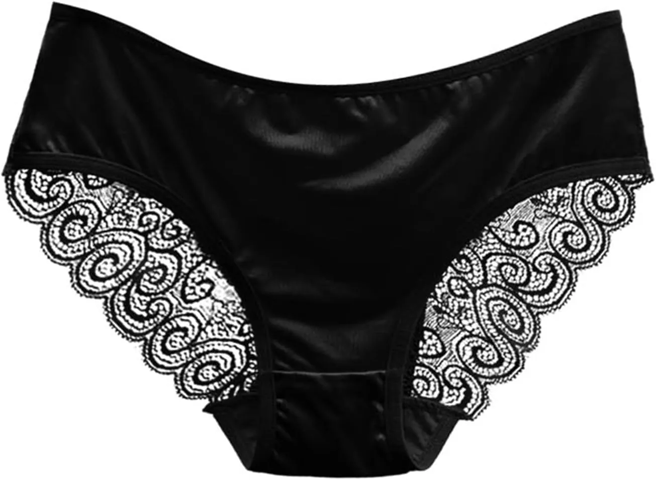 Seamless Satin Underwear for Women Mesh Lace Low Rise No Show Panties Ladies Bikini Hipster Cheeky Briefs 3 Pack