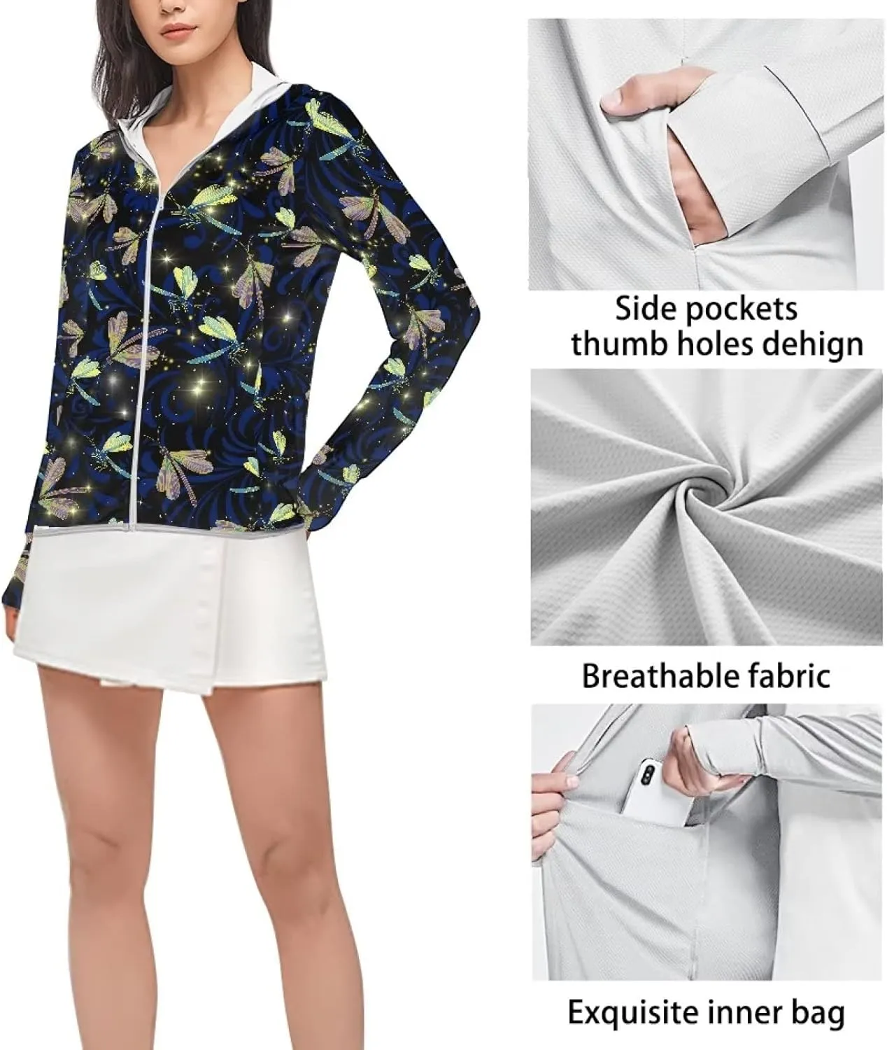 SEANATIVE Athletic Jacket for Women Lightweight Quick Dry Outdoor Running Hiking Shirts Summer Sun Protection Hoodie Top