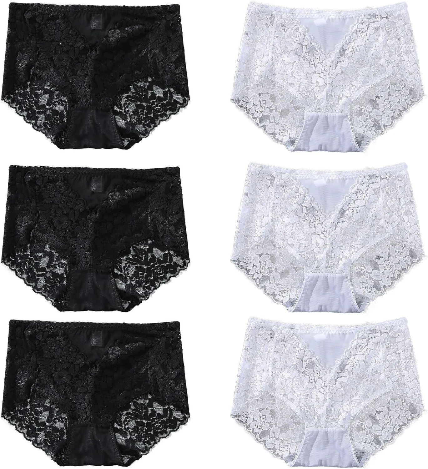Sexy High Waisted Underwear for Women Plus Size Briefs Breathable Lace Panties High Waisted Cheekster Granny Panties