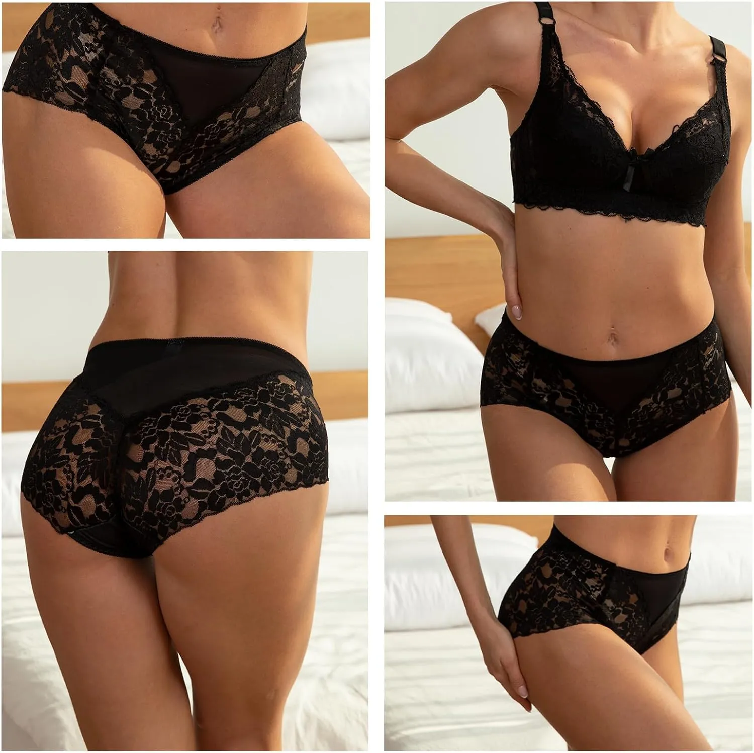 Sexy High Waisted Underwear for Women Plus Size Briefs Breathable Lace Panties High Waisted Cheekster Granny Panties