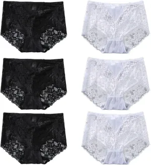 Sexy High Waisted Underwear for Women Plus Size Briefs Breathable Lace Panties High Waisted Cheekster Granny Panties