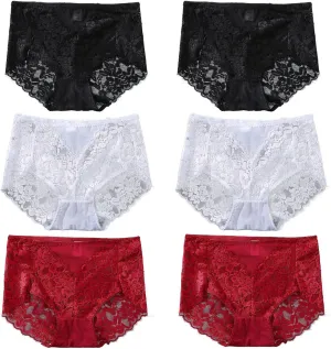 Sexy High Waisted Underwear for Women Plus Size Briefs Breathable Lace Panties High Waisted Cheekster Granny Panties