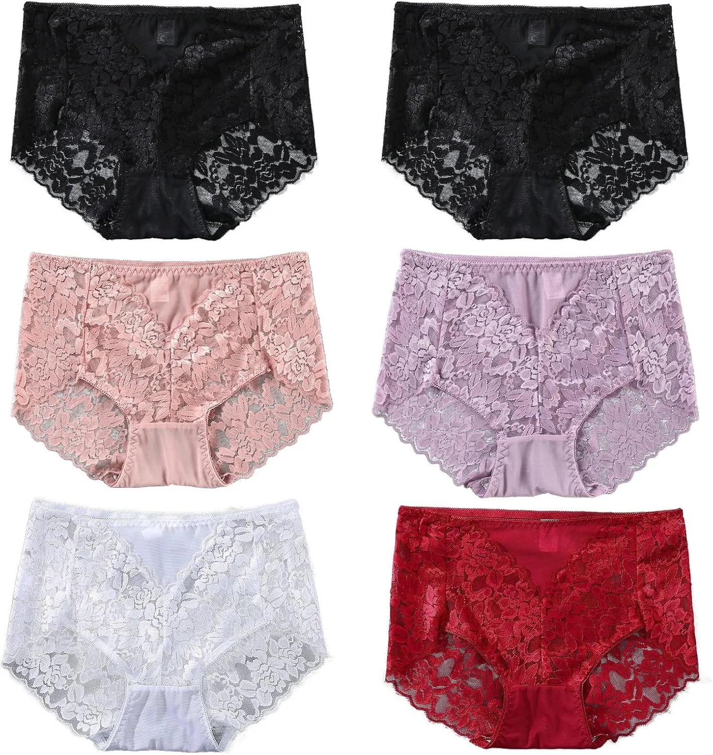 Sexy High Waisted Underwear for Women Plus Size Briefs Breathable Lace Panties High Waisted Cheekster Granny Panties