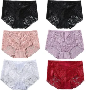 Sexy High Waisted Underwear for Women Plus Size Briefs Breathable Lace Panties High Waisted Cheekster Granny Panties