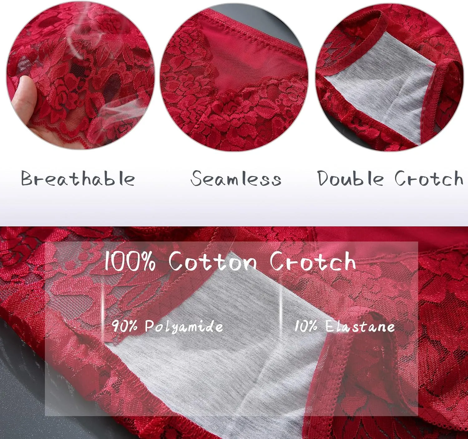 Sexy High Waisted Underwear for Women Plus Size Briefs Breathable Lace Panties High Waisted Cheekster Granny Panties
