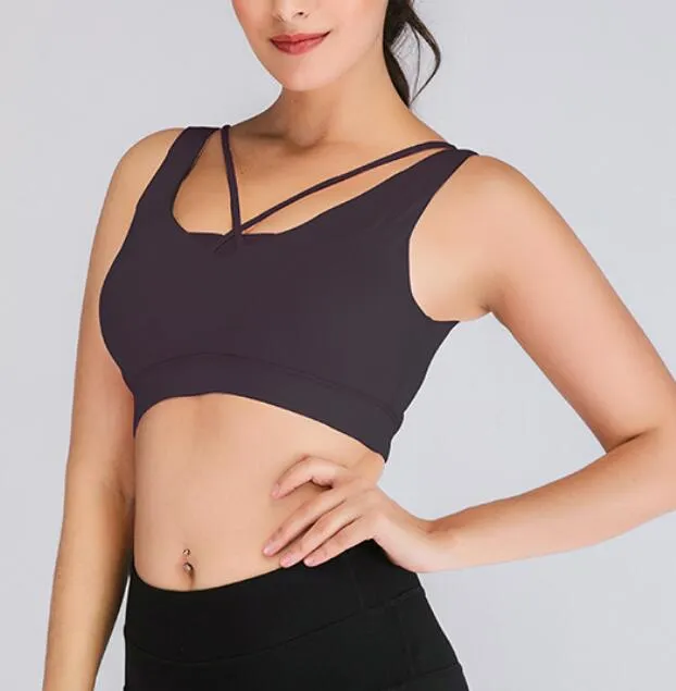 Sport Bra  High Impact Workout Bra Sexy Cut Out Yoga Top Active  Padded Sports Wear For Women Gym
