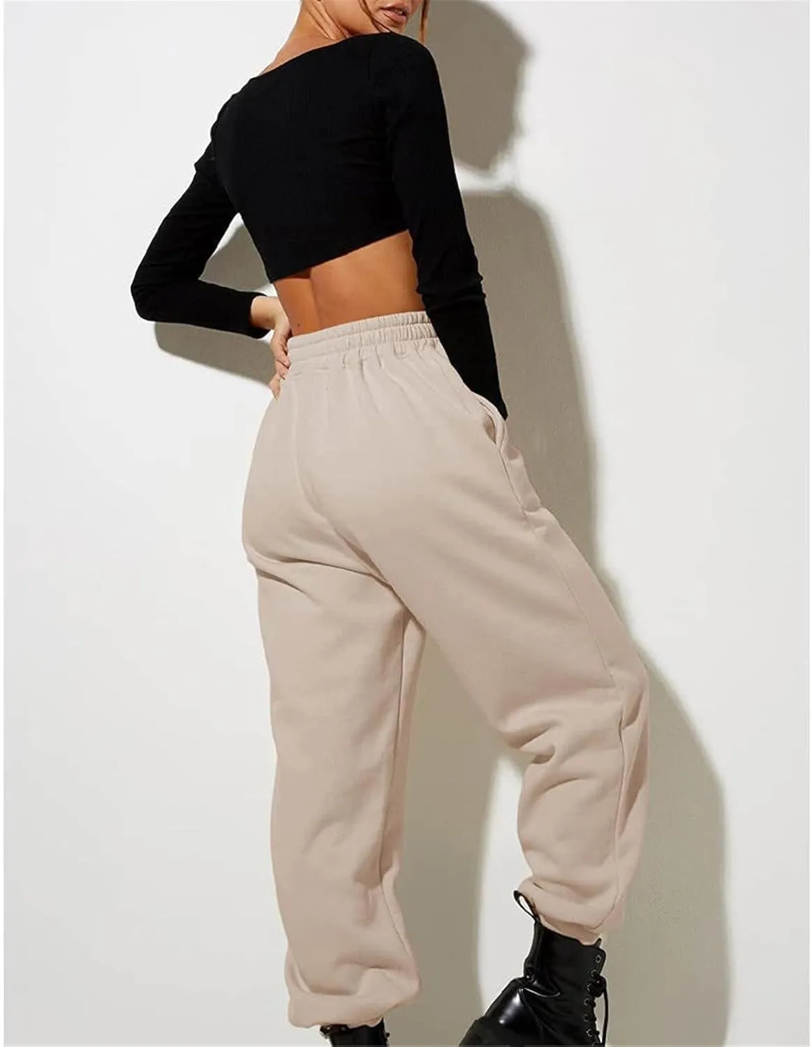 Straight Leg Cargo Sweatpants Women Comfortable High Waisted Jogging Pants with Pockets High Waisted Joggers Pants