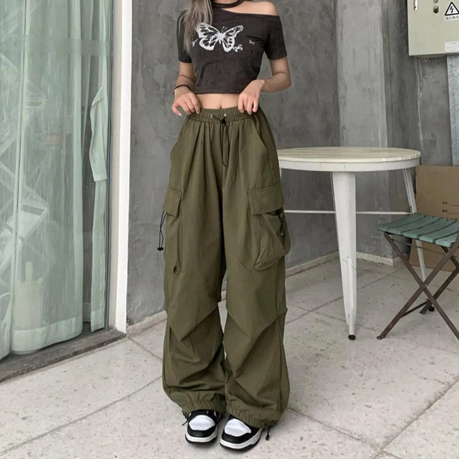 Straight Leg Cargo Sweatpants Women Comfortable High Waisted Jogging Pants with Pockets High Waisted Joggers Pants