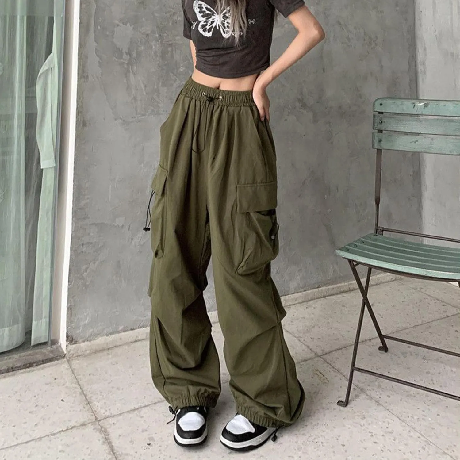 Straight Leg Cargo Sweatpants Women Comfortable High Waisted Jogging Pants with Pockets High Waisted Joggers Pants