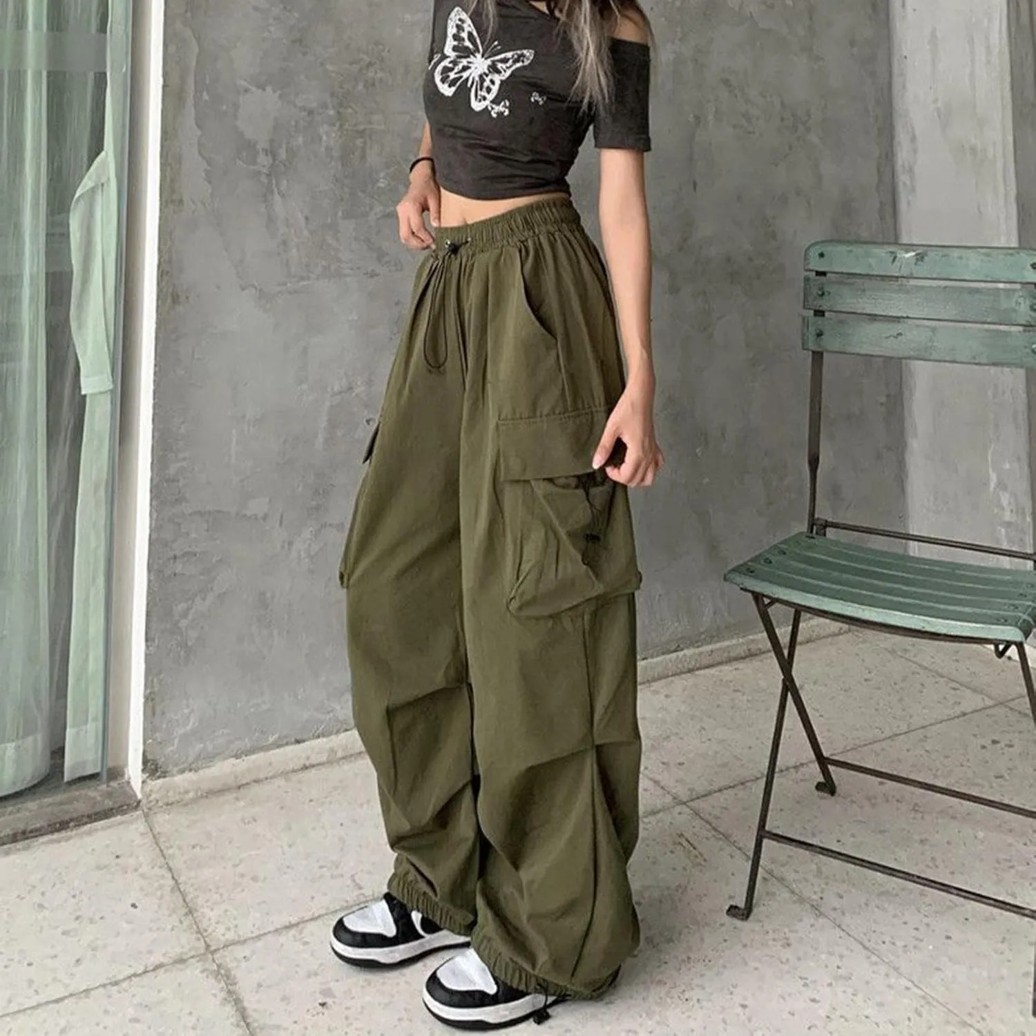 Straight Leg Cargo Sweatpants Women Comfortable High Waisted Jogging Pants with Pockets High Waisted Joggers Pants