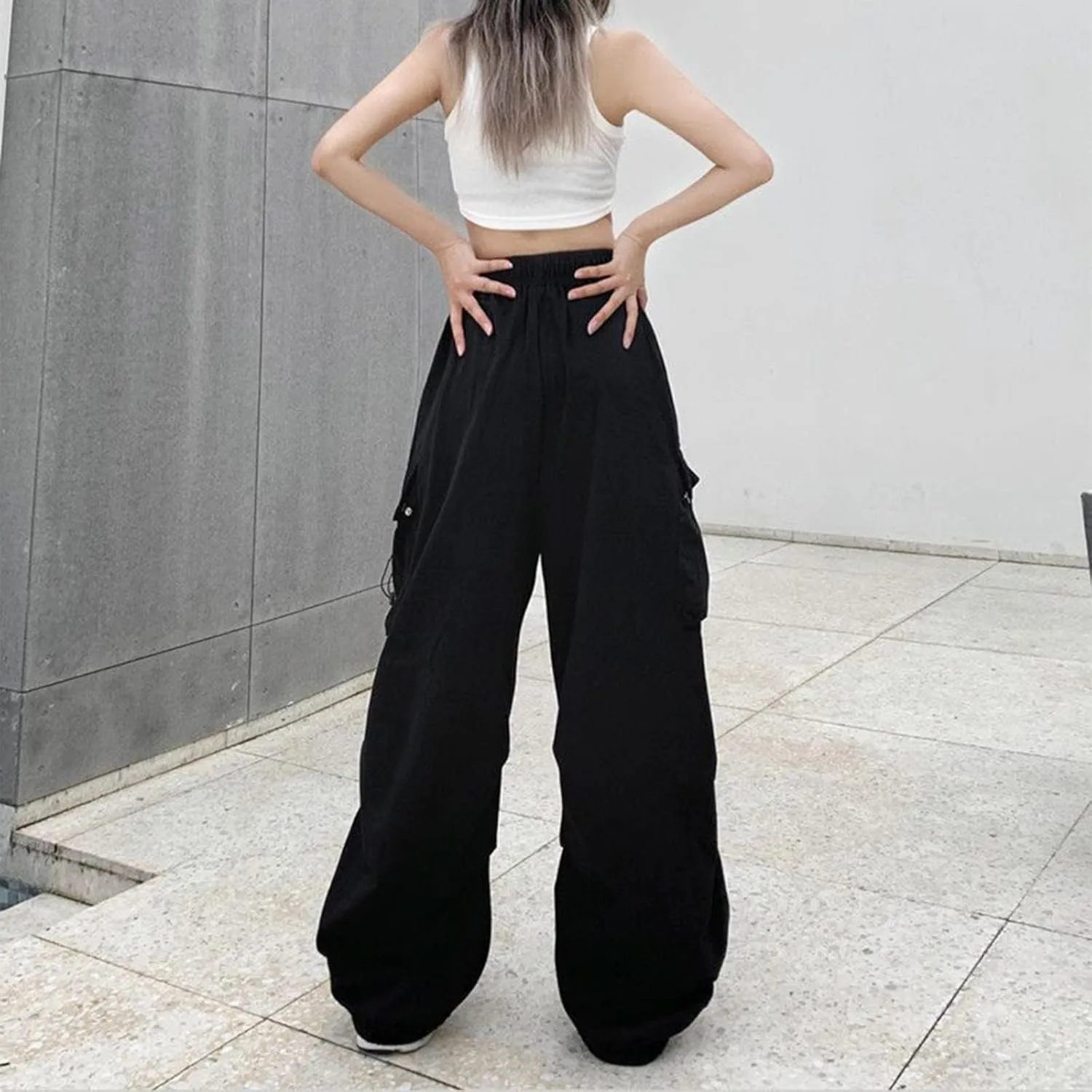 Straight Leg Cargo Sweatpants Women Comfortable High Waisted Jogging Pants with Pockets High Waisted Joggers Pants