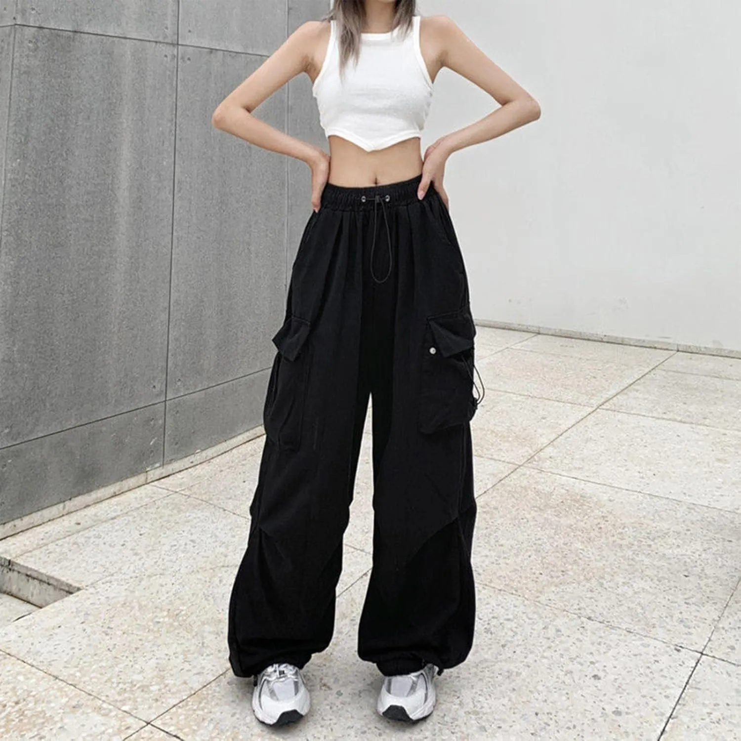 Straight Leg Cargo Sweatpants Women Comfortable High Waisted Jogging Pants with Pockets High Waisted Joggers Pants
