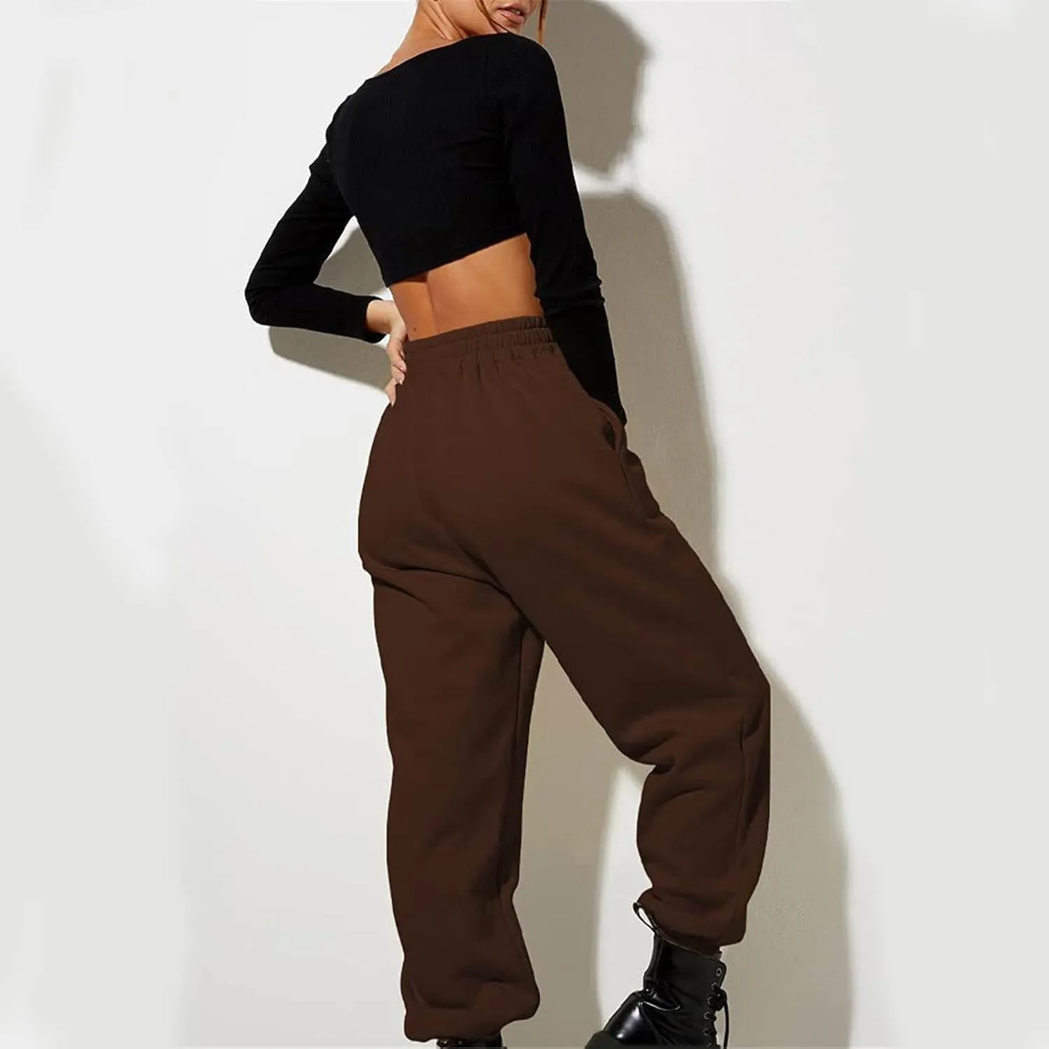 Straight Leg Cargo Sweatpants Women Comfortable High Waisted Jogging Pants with Pockets High Waisted Joggers Pants
