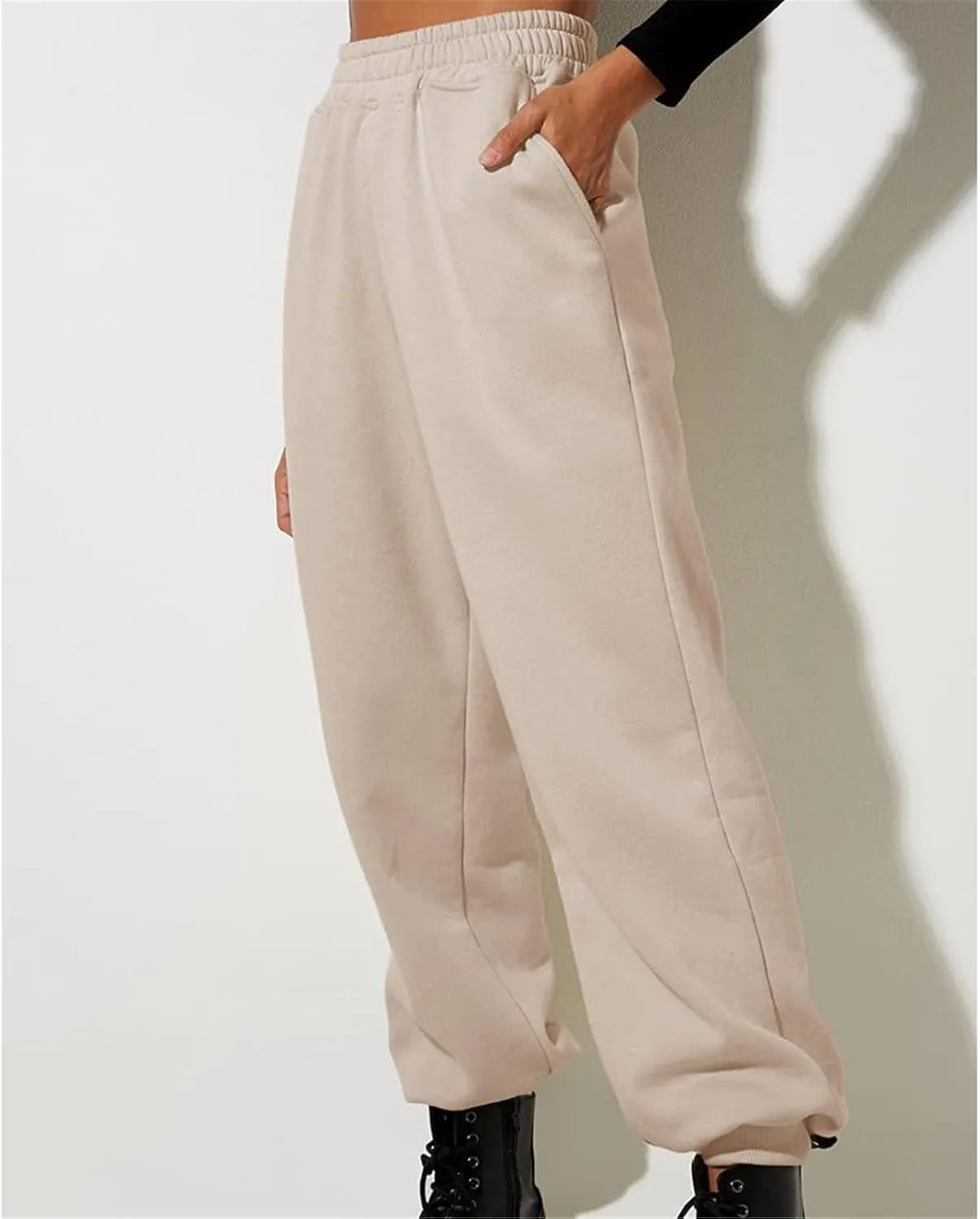 Straight Leg Cargo Sweatpants Women Comfortable High Waisted Jogging Pants with Pockets High Waisted Joggers Pants