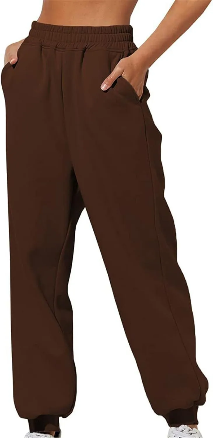 Straight Leg Cargo Sweatpants Women Comfortable High Waisted Jogging Pants with Pockets High Waisted Joggers Pants