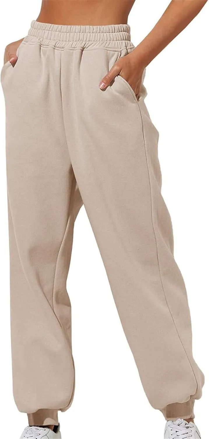 Straight Leg Cargo Sweatpants Women Comfortable High Waisted Jogging Pants with Pockets High Waisted Joggers Pants